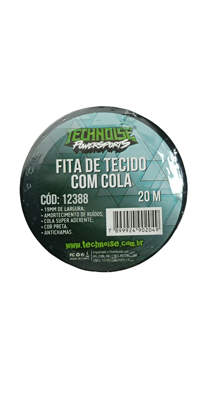 FITA DE TECIDO COM COLA 20M X 19MM PRETA TECHNOISE