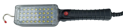 LANTERNA LED PORTATIL 34 LEDS 5 MTS 24V C/ TERMINAL JACARE POSITIVO NEGATIVO