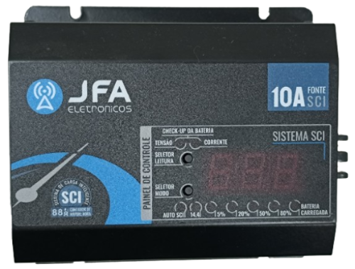 FONTE CARREGADOR DE BATERIA 10 AMPERES SCI COM DISPLAY JFA