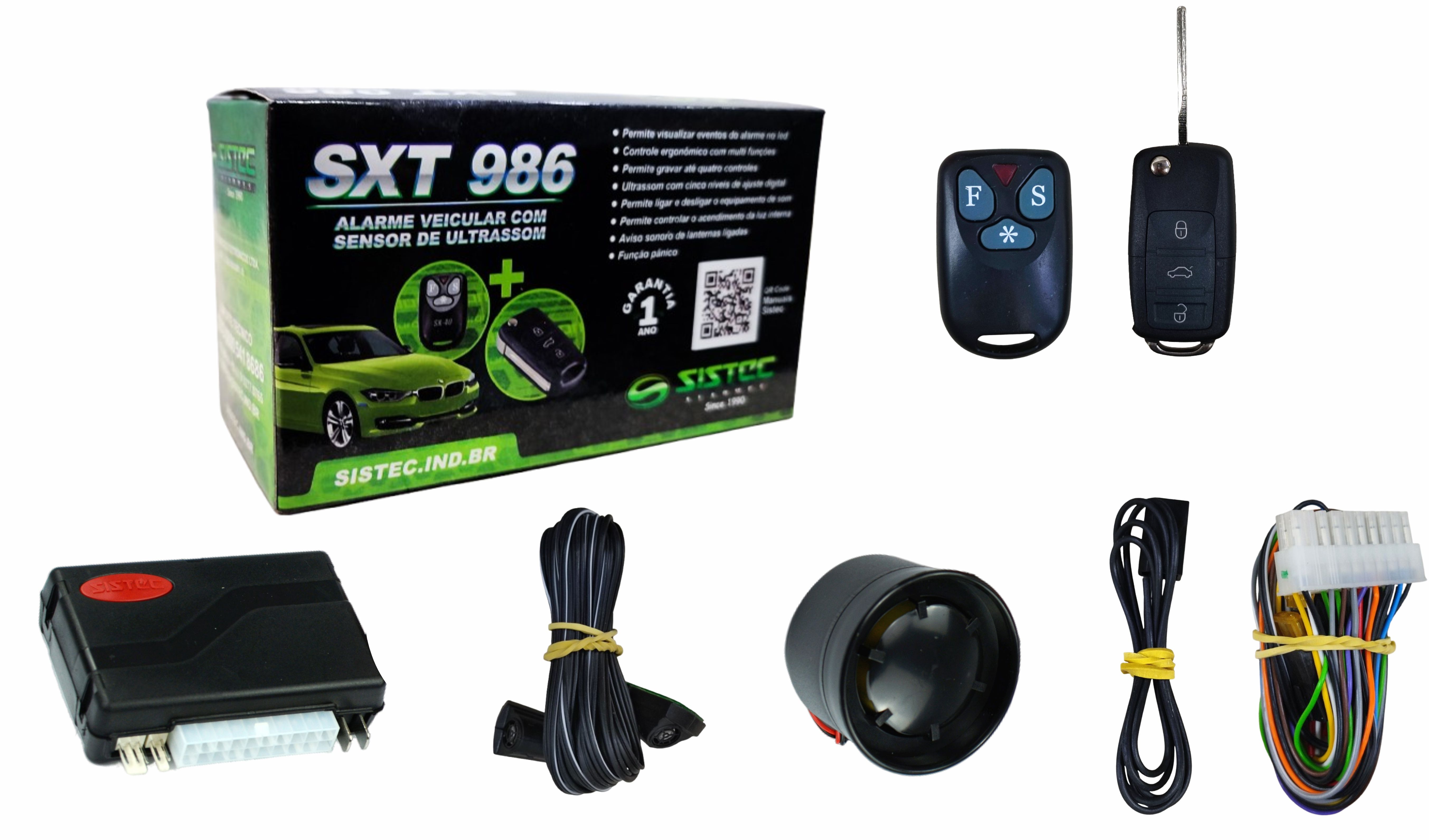 ALARME SISTEC SXT986 C/ 1 CONTROLE CANIVETE E 1 COMUM C/ SIRENE
