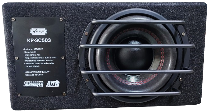 CAIXA AMPLIFICADA KNUP 8" + 1 CANAL 300W RMS