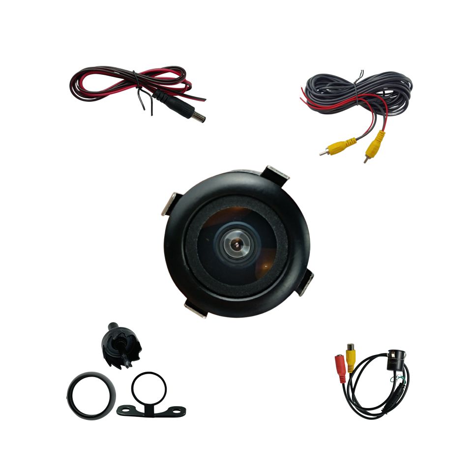 CAMERA DE RE / FRONTAL 180º LENTE OLHO DE PEIXE BORBOLETA / FIXA CINOY