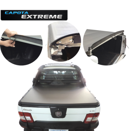 CAPOTA MARÍTIMA STRADA CAB. DUPLA 1997 A 2013 C/ ESTEPE E C/ GANCHOS LOCK SYSTEM