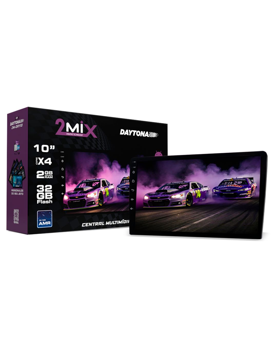 CENTRAL MULTIMIDIA ANDROID 2 DIN 10" 2 MIX QLED DAYTONA CAR PLAY 2GB/32GB