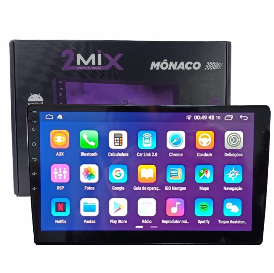 CENTRAL MULTIMIDIA ANDROID 2 DIN 10" 2 MIX QLED MONACO CAR PLAY 2GB/64GB