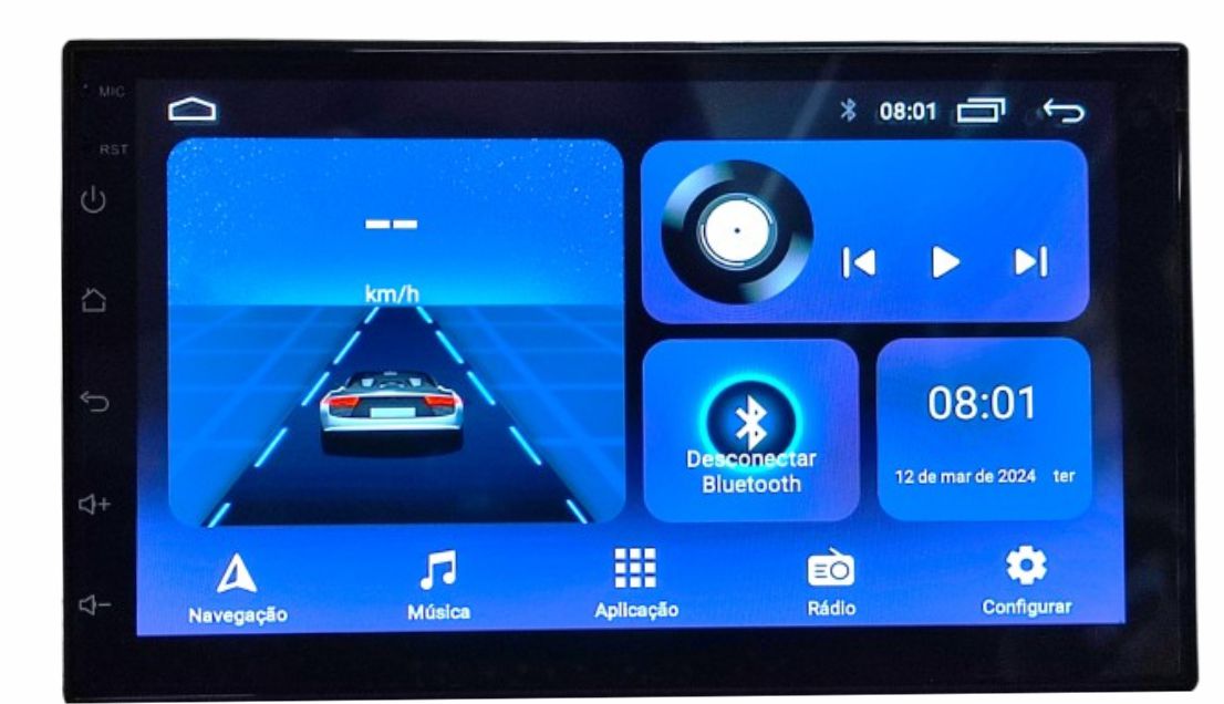 CENTRAL MULTIMIDIA ANDROID 2 DIN 7" 2/32G C/ CARPLAY E ANDROID AUTO