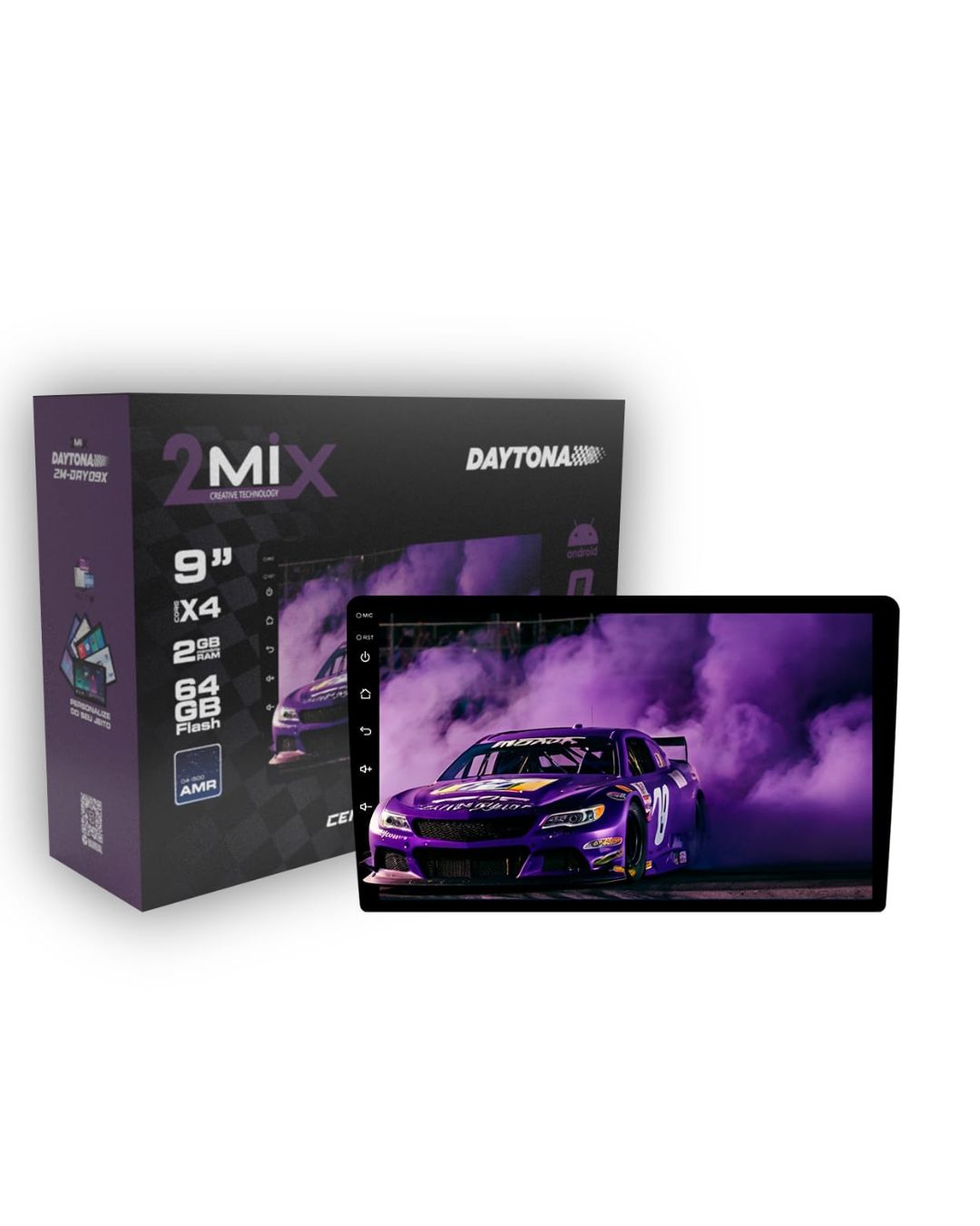 CENTRAL MULTIMIDIA ANDROID 2 DIN 9" 2 MIX QLED DAYTONA CAR PLAY 2GB/64GB