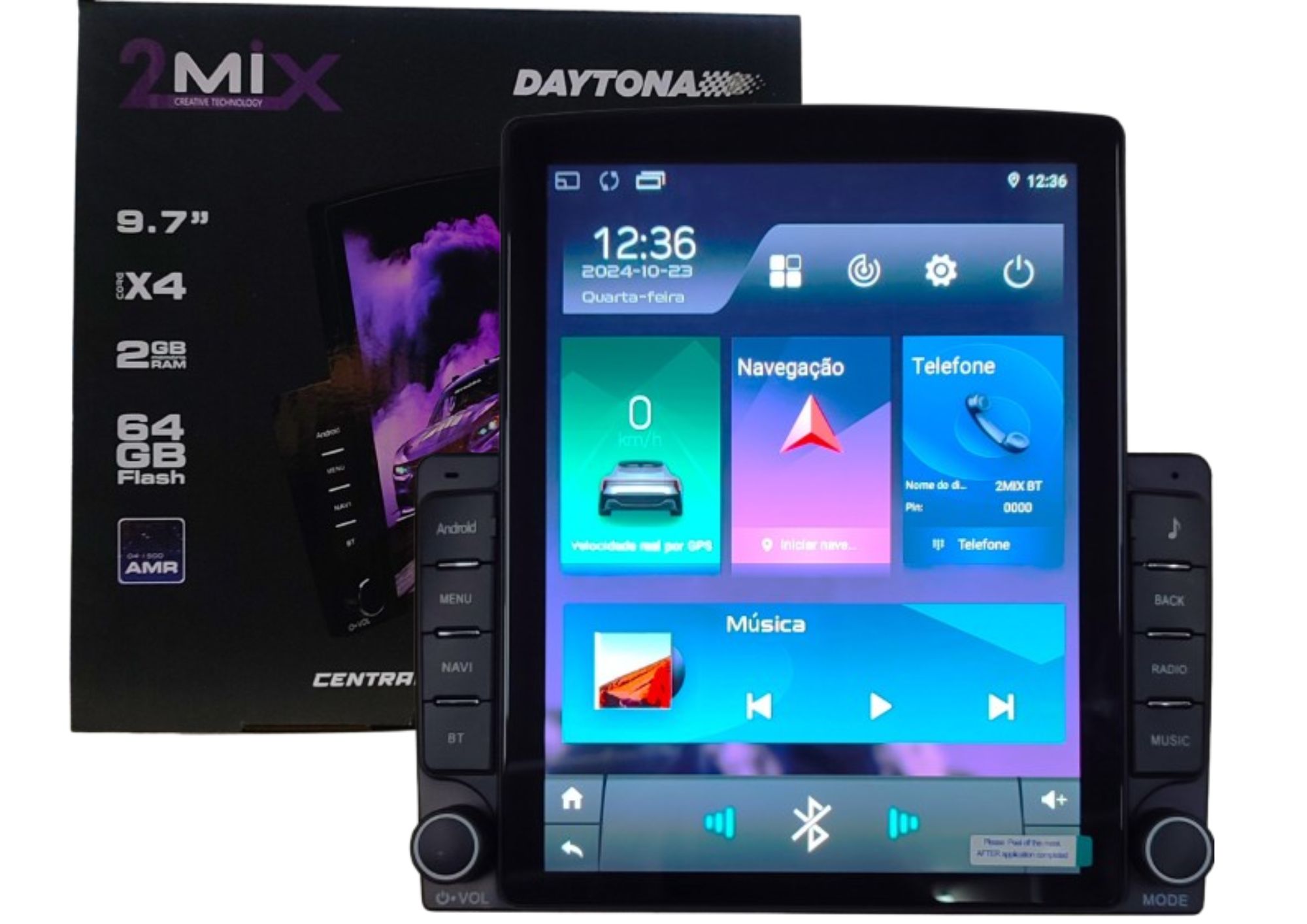CENTRAL MULTIMIDIA ANDROID 2 DIN 9.7 " 2 MIX QLED DAYTONA CAR PLAY 2GB/32GB