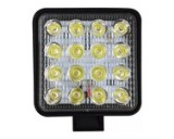 FAROL DE LED QUADRADO 27W  16 LEDS REFORCADO 12/24V RAYX