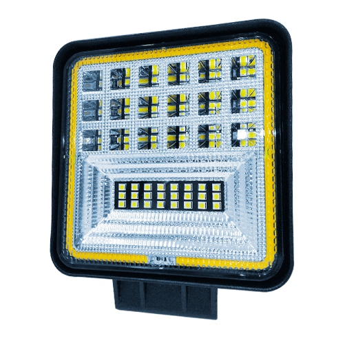 FAROL DE LED QUADRADO 42 LEDS 10 - 80V ANGEL EYES AMBAR