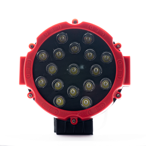 FAROL DE LED REDONDO 17,7X15,4X4,2 CM 17 LEDS 51W VERMELHO