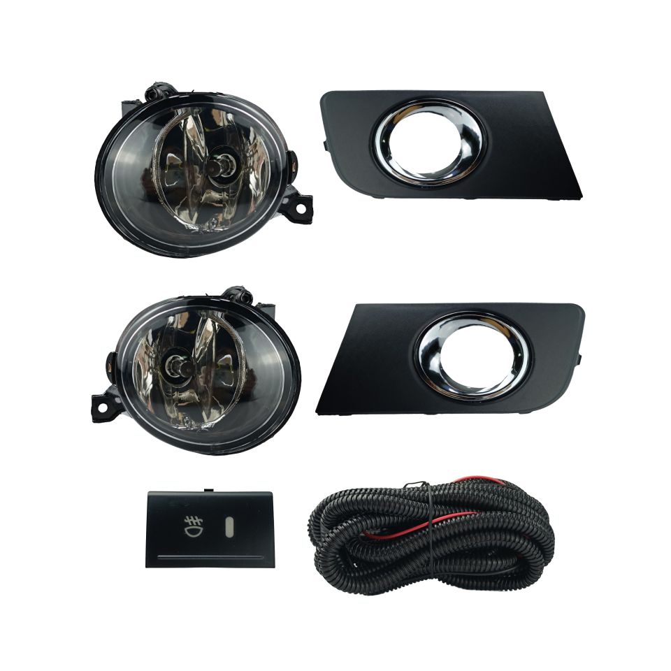 FAROL DE MILHA AMAROK 2010 / 2015 MOLDURA PRETA ARO CROMADO BOTÃO MODELO ORIGINAL