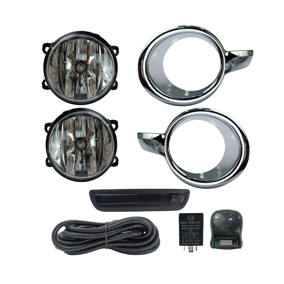 FAROL DE MILHA PEUGEOT 208 2013 A 2014 MOLDURA CROMADA BOTÃO MODELO ORIGINAL