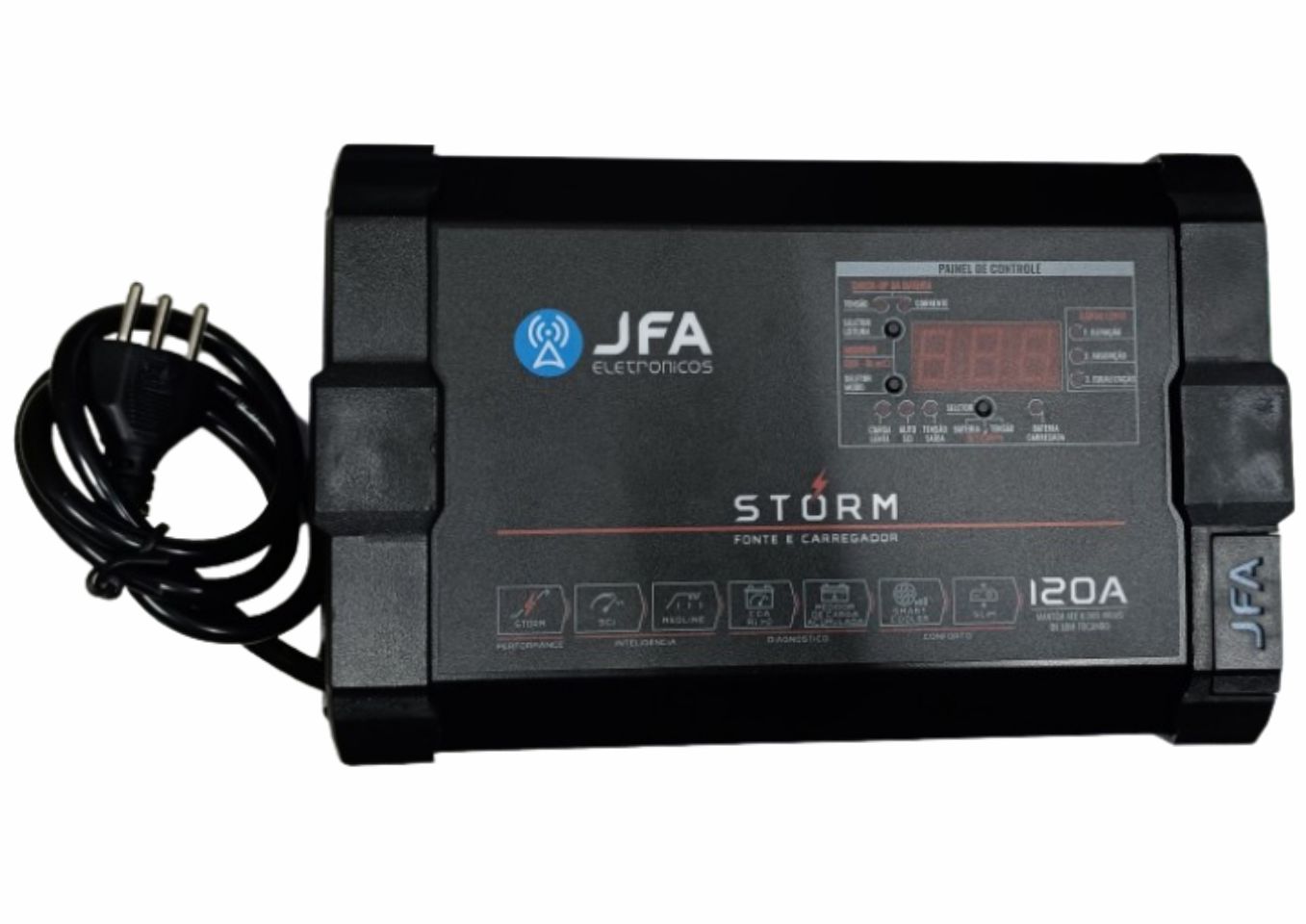 FONTE CARREGADOR DE BATERIA 120 AMPERES AMP BOB STORM JFA