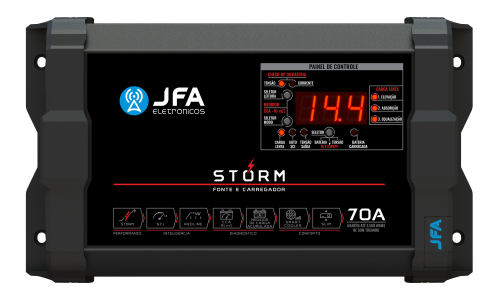 FONTE CARREGADOR DE BATERIA 70 AMPERES AMP STORM PLUS JFA