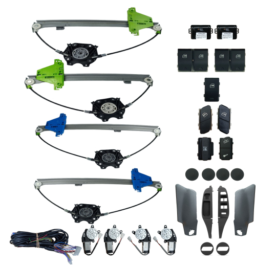 KIT VIDRO FOX 4P COMPLETO ATE 2009 MOLDURA CINZA CLARA C/ LOOK DOOR E BLOQUEIO INTER TRASEIRO