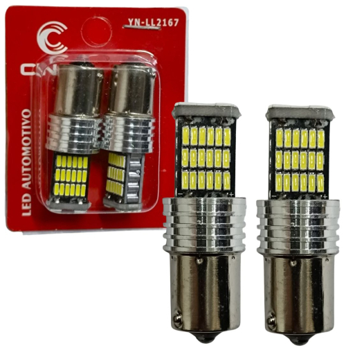 LAMPADA LED 1 POLO 45 LEDS SMD BRANCO BASE BA15D P21W 1157 PAR CINOY