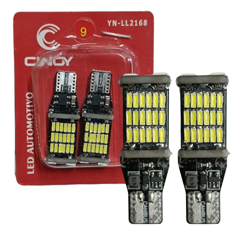 LAMPADA LED PINGAO 45 LEDS SMD BRANCO BASE T15 P6W PAR CINOY