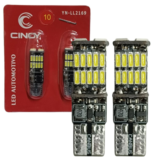 LAMPADA LED PINGAO CANBUS 45 LEDS SMD BRANCO BASE T10 P5W PAR CINOY