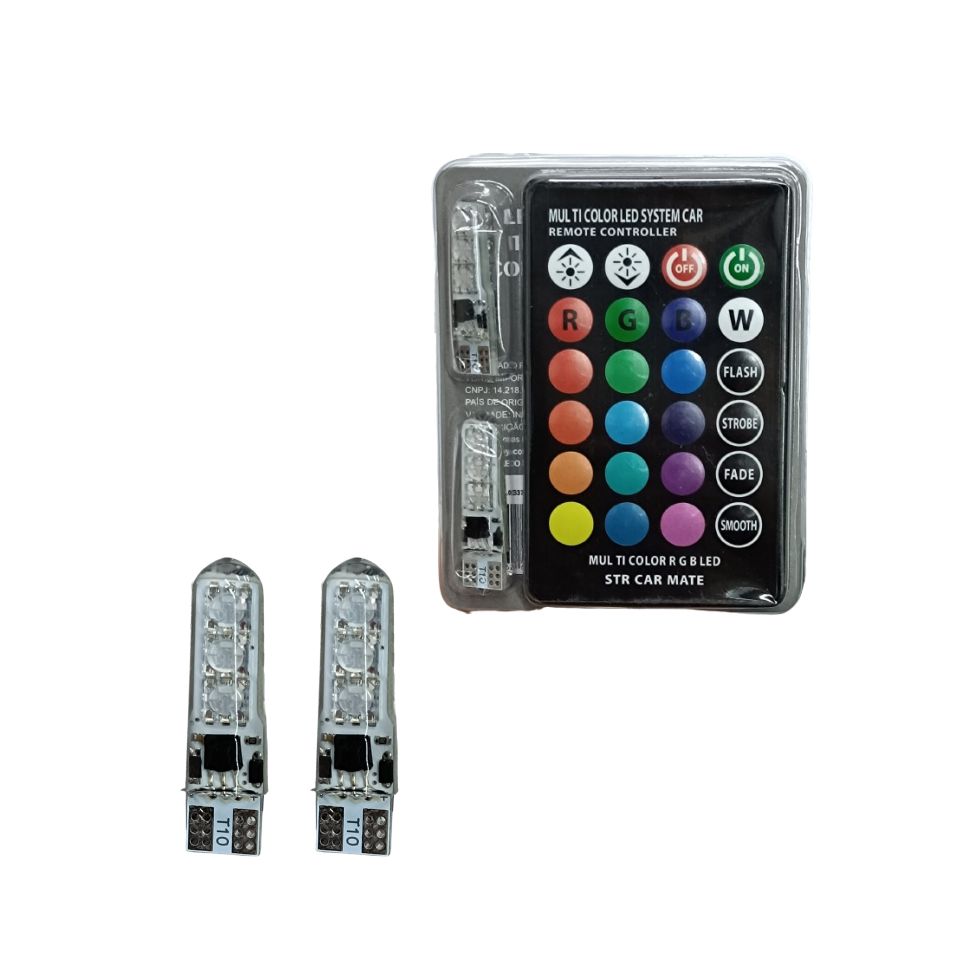 LAMPADA LED PINGAO GEL T10 12V COM CANBUS-RGB 16 CORES COM CONTROLE