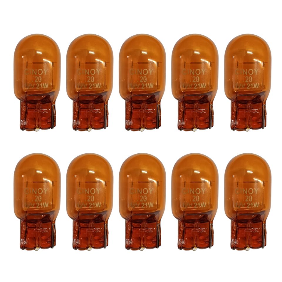 LAMPADA PINGAO 6941 1 POLO ESMAGADA 12V 21W COMUM AMBAR CX C/ 10 UNID.