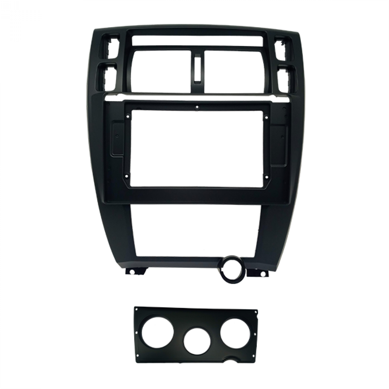 MOLDURA 10.1" HYUNDAI TUCSON G1 2006/2016 AR DIGITAL COM MOLDURA PARA AR ANALOGICO PRETO