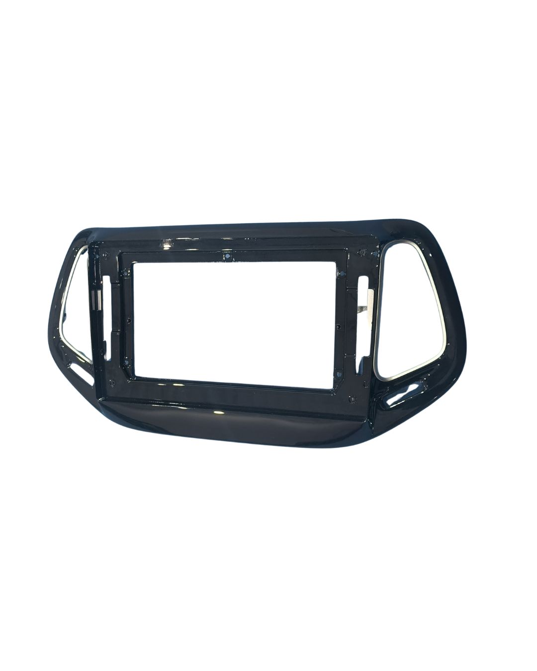 MOLDURA 10.1" JEEP COMPASS 2017 / 2021 BLACK PIANO COM DETALHES PRATA AIKON