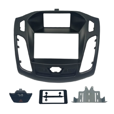 MOLDURA 7" FORD FOCUS 2013/2019 PRETA COM BOTAO ALERTA + TRAVA/DESTRAVA FIAMON
