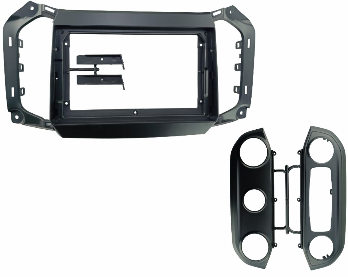 MOLDURA 9" CHEVROLET S10 2017/2022 1 MOLD. DIG. E 1 UMA MOLDU. AUX. A/C ANALOGICO PRETO FOSCO AIKON