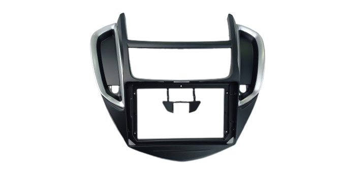 MOLDURA 9" CHEVROLET TRACKER 2013 / 2016 PRETO FOSCO COM DETALHES PRATA AIKON