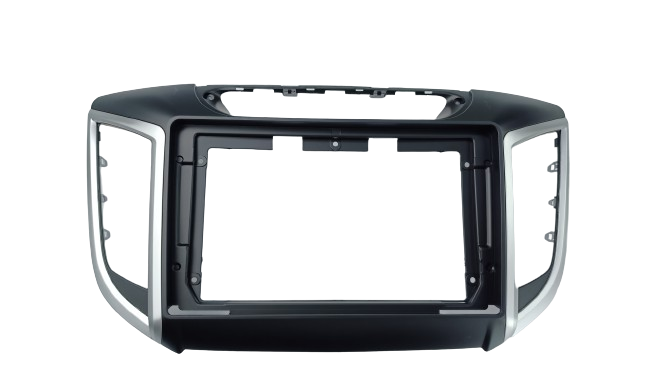 MOLDURA 9" HYUNDAI CRETA 2016 / 2021 COM DUAS MOLDURAS AUXILIARES PARA BOTAO DE ALERTA E RELOGIO DIG