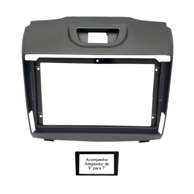 MOLDURA PAINEL 2 DIN 9" S10 TRAILBLAZER 2013 / 2015 GRAFITE C/ ADAPTADOR P/ 7" CHINES E JAPONES