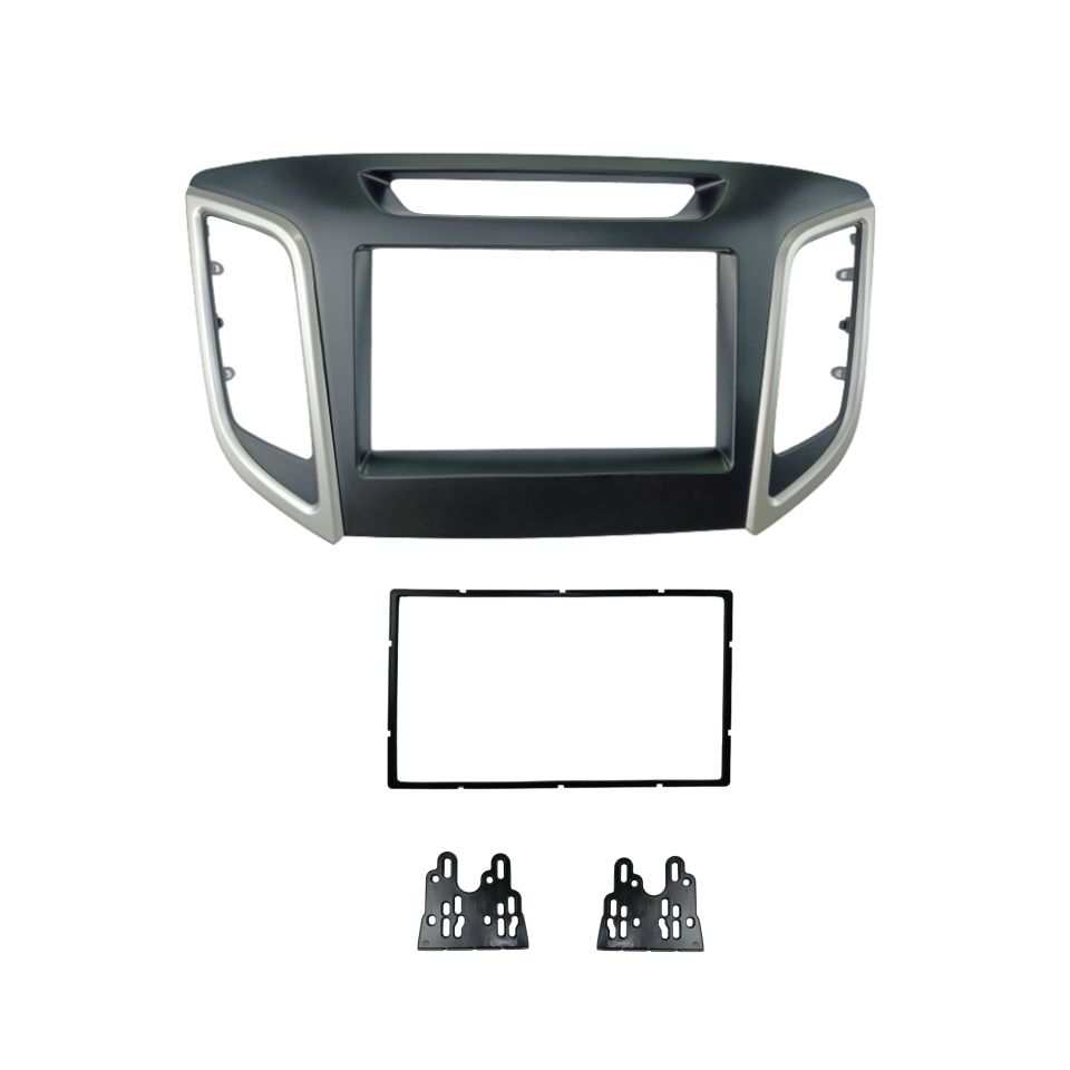 MOLDURA PAINEL 2 DIN HYUNDAI CRETA 2016 > COMPLETA PRETO PRATA JAPONES CHINES