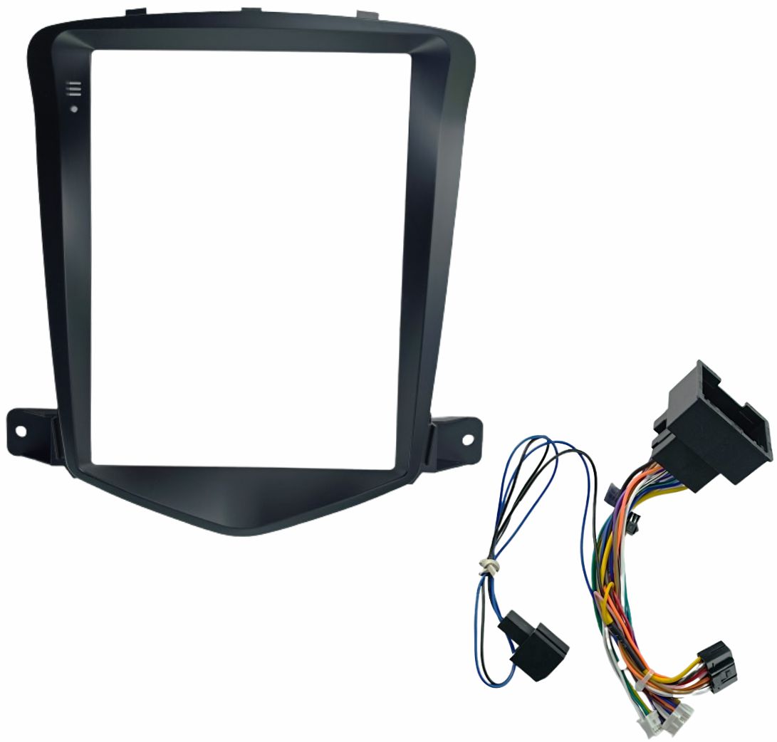 MOLDURA TESLA 9.7" COM CHICOTE / CANBOX CHEVROLET CRUZE 2009 / 2014 PRETO FOSCO 2 MIX