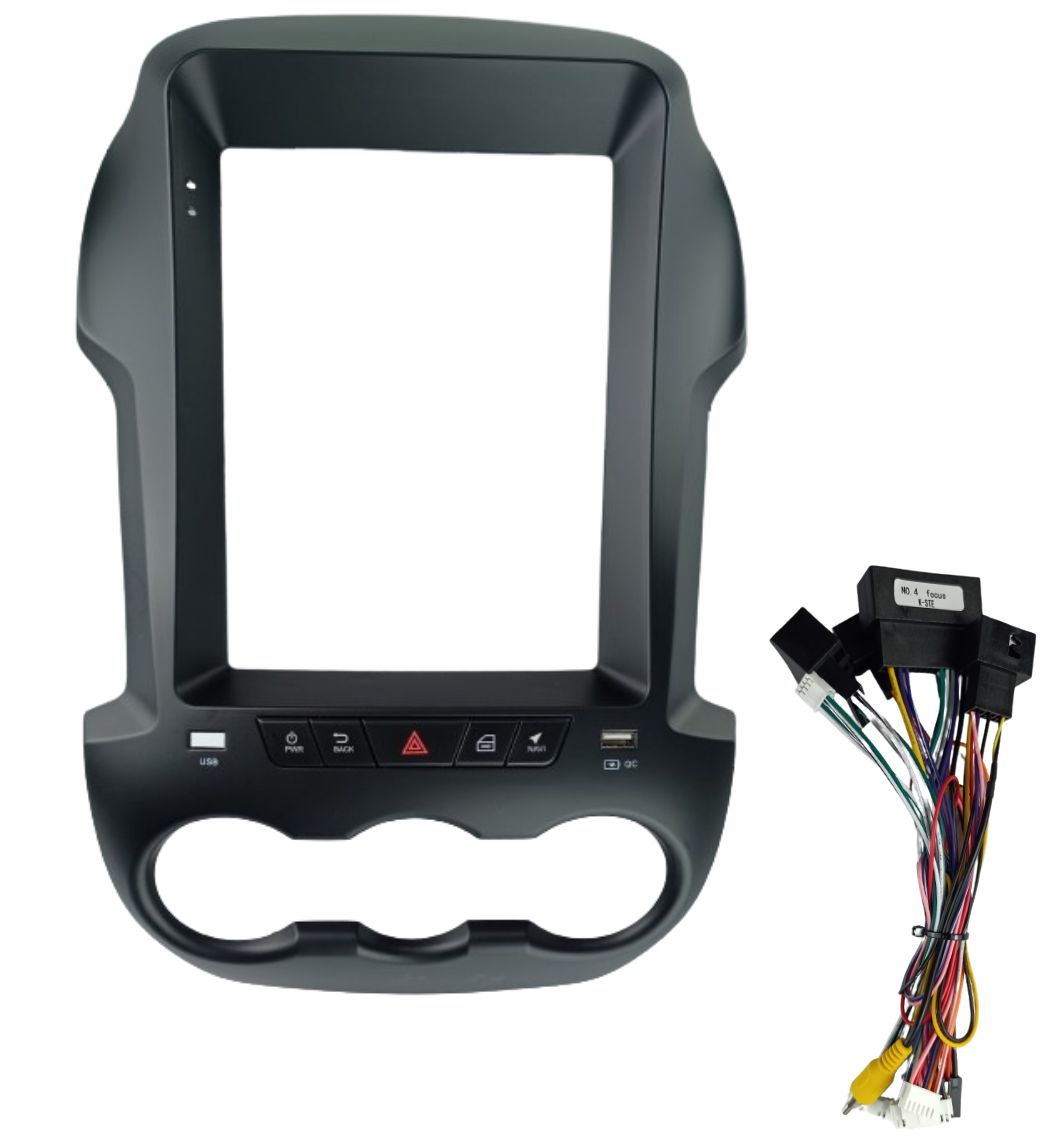 MOLDURA TESLA 9.7" COM CHICOTE / CANBOX RANGER 2012 / 2015 PRETO FOSCO 2 MIX