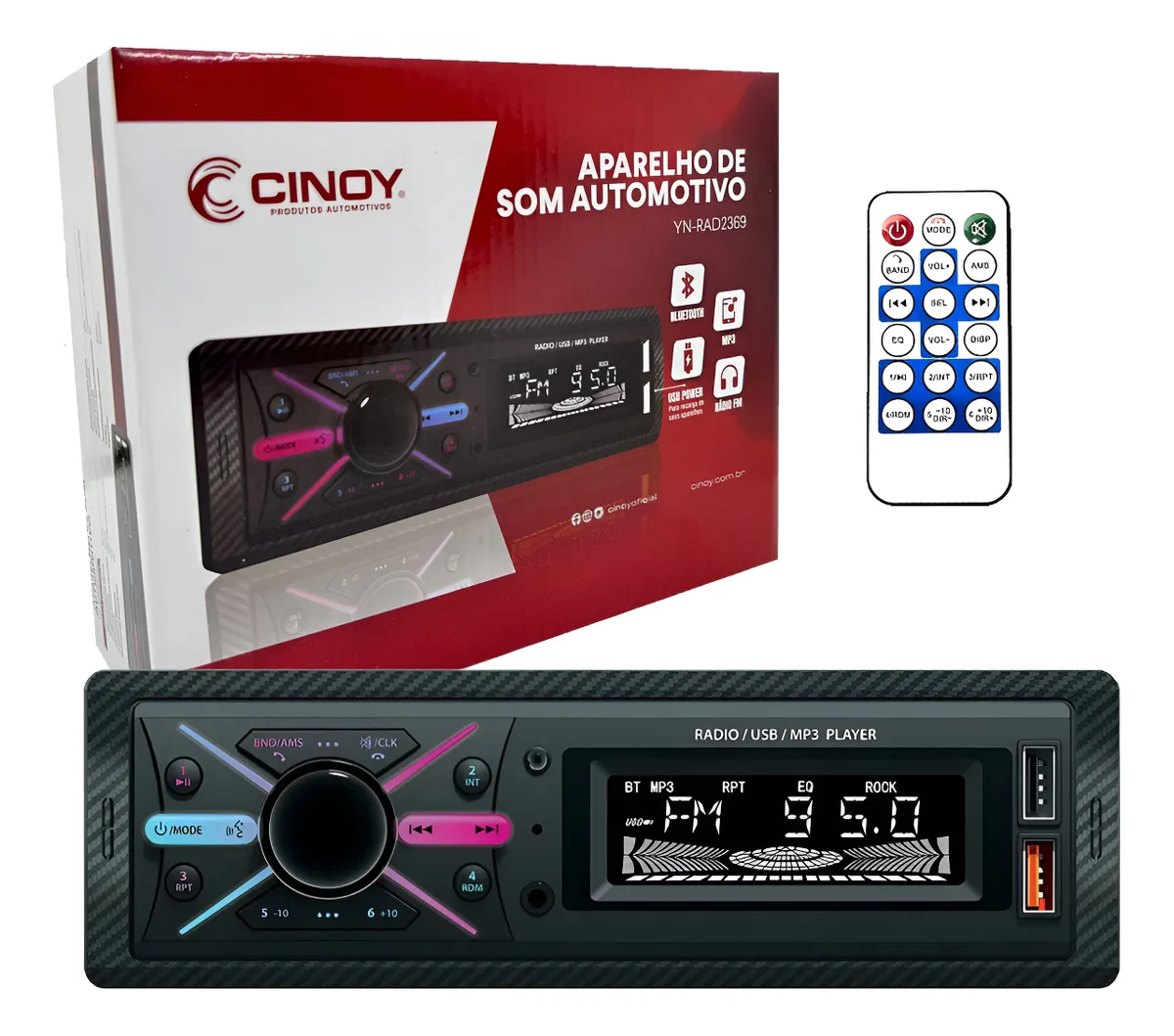 RADIO CINOY COM SD/USB/FM/BT 4 X 45W C/ USB POWER CINOY