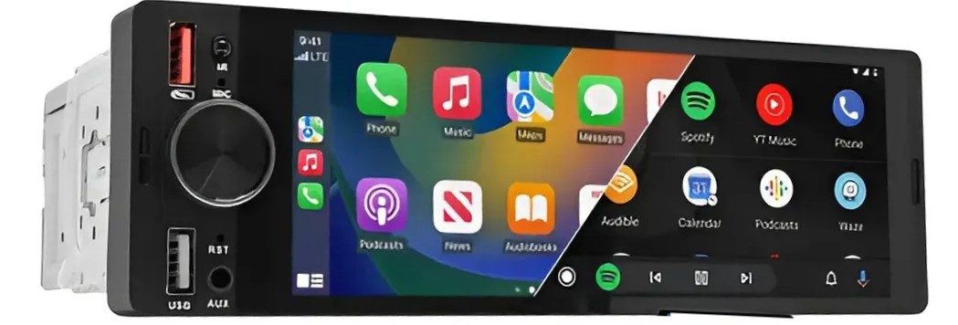 RADIO FIRST 1 DIN C/ APPLE CAR PLAY / ANDROID AUTO SEM CABO