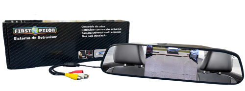 RETROVISOR INTERNO COM CAMERA DE RÉ BORBOLETA / FIXA FIRST OPTION