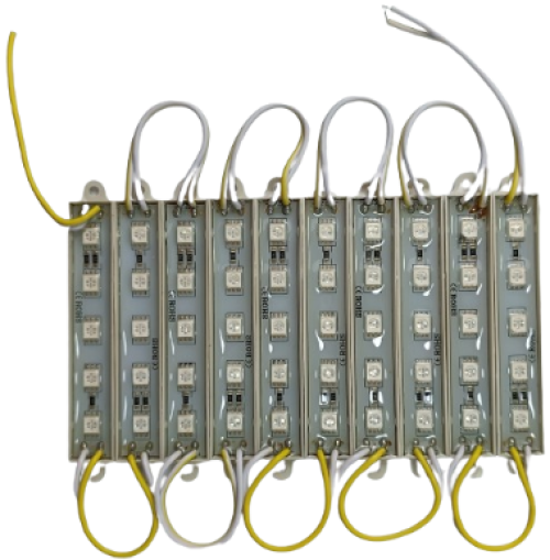 TABELA RIGIDA 5 LED 5050 SMD AMARELO 12V CARTELA C/ 10 UNIDADES