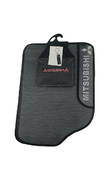 TAPETE BORRACHA 4PCS 1 LOGO MITSUBISHI C/ LIXEIRA E CHAVEIRO PERSONALIZADO