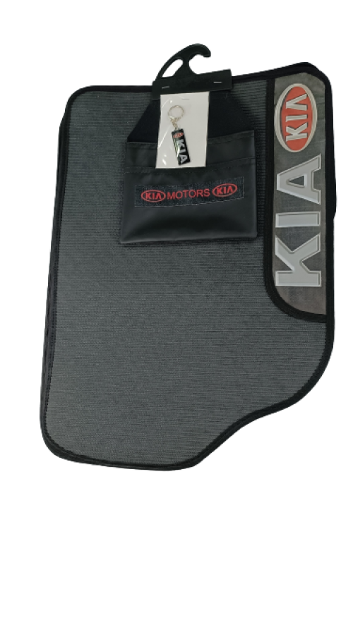 TAPETE BORRACHA 4PCS 2 LOGO KIA C/ LIXEIRA E CHAVEIRO PERSONALIZADO