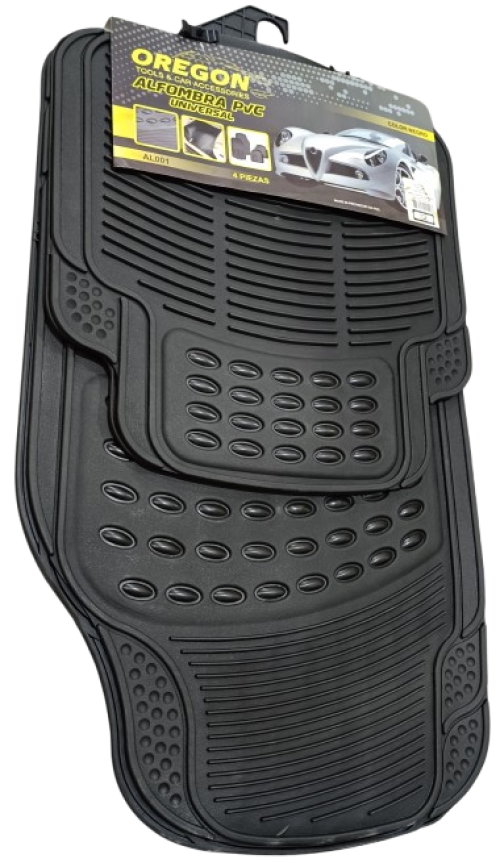 TAPETE BORRACHA REFORCADO  PRETO 4 PCS